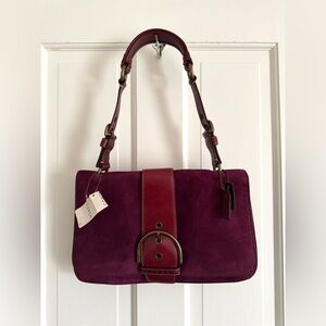 NWT Coach Boho Burgundy Suede Flap Shoulder Bag
